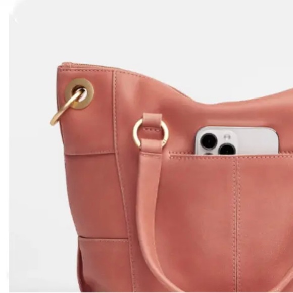 NWT Hammitt Daniel Sorbet Pink Weave / Brushed Gold Hammered Satchel - Picture 4 of 5